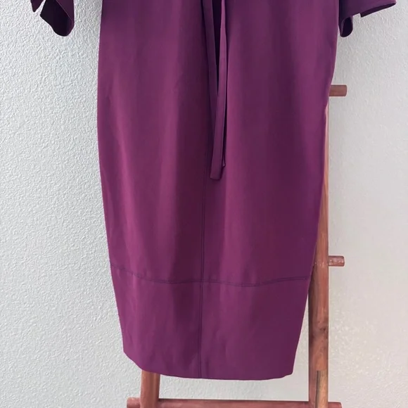 Boden Addie Dress In Merlot Tie Waist 3/4 Sleeve Burgundy Midi Size 8 8R - Picture 7 of 15